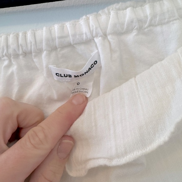 Club Monaco Linen Off The Shoulder Ruffle Bell Sleeve Crop Top in Cream 0 - Picture 10 of 13